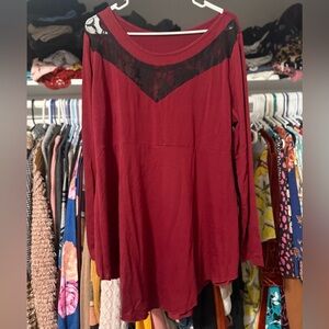 Elegant Red Lace Women's Top